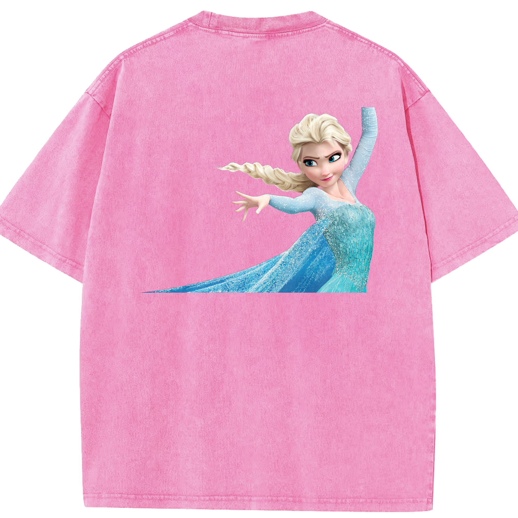 （画像用） アナと雪の女王 アンナ エルサ Frozen Anna Elsa 綿100% ヴィンテージ風 半袖Tシャツ（背面プリント）